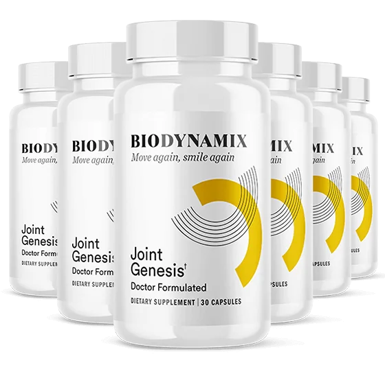 Six bottles of Joint Genesis capsules with free e-books, the 180-day supply package